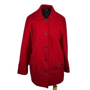 Harvé Benard Womens Red Wool Blend Coat Size 12 Vintage